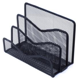 Подставка для писем и бумаг 3 секции из перфорированного металла черная FOROFIS (91320)