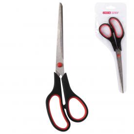 Ножницы EVERYDAY, 235 мм, бюджет, резиновые вставки, черно-красные, ПВХ чехол, STAFF (237501)