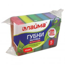 Губки для посуды MAXI, 27*96*64 мм, КОМПЛЕКТ 5 шт.LAIMA К0013 (601554)