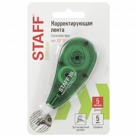 Корректирующая лента EVERYDAY, 5 мм х 5 м, корпус зеленый, блистер, STAFF (226811)