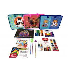 ШКОЛЬНЫЙ НАБОР ДЛЯ ПЕРВОКЛАССНИКА ДЛЯ МАЛЬЧИКОВ И ДЕВОЧЕК (Папка с ручками на молнии с набором канцтоваров 12 предметов)