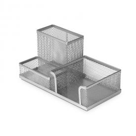 Настольный органайзер на 3 отделения металлическая сетка FOROFIS (серебристый 91335)