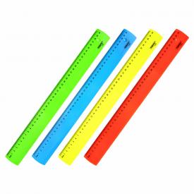 Линейка пластиковая 40 см, неоновая, ассорти, ПИФАГОР (210844)