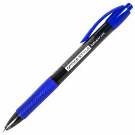 Ручка шариковая автоматическая с грипом OFFICE STYLE, СИНЯЯ, игольчатый наконечник 0,7мм, линия 0,35мм, BRAUBERG (144210)