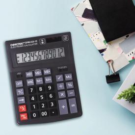 Калькулятор настольный OFM-333 (200x154 мм) 12 разрядов, двойное питание, ЧЕРНЫЙ, ОФИСМАГ (250462)