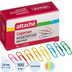 Скрепки 28 мм металлические с полимерным покрытием Attache (115673)