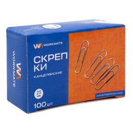 Скрепки канцелярские, 25 мм, никелевое покрытие, 100 штук в упаковке Workmate (14-3664)