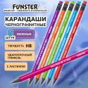 Набор карандашей чернографитных с мемной надписью FUNNY NOTES CLRD, 6 штук, HB, с ластиком, FUNSTER (182040)