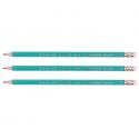 Карандаш ч/г пластиковый с ластиком HB корпус зеленый шестигранный 