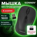 Мышь беспроводная V-111, USB, 800/1200/1600 dpi, 4 кнопки, оптическая, черная, SONNEN (513518)
