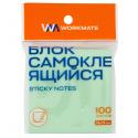 Блок самоклеящийся (стикеры), 76х76 мм, зеленый, 100 листов в блоке Workmate (14-4293)