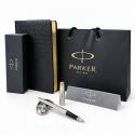Подарочный набор PARKER перьевая ручка Jotter Stainles GT+ ежедневник А5 черный + подарочный пакет (880885)